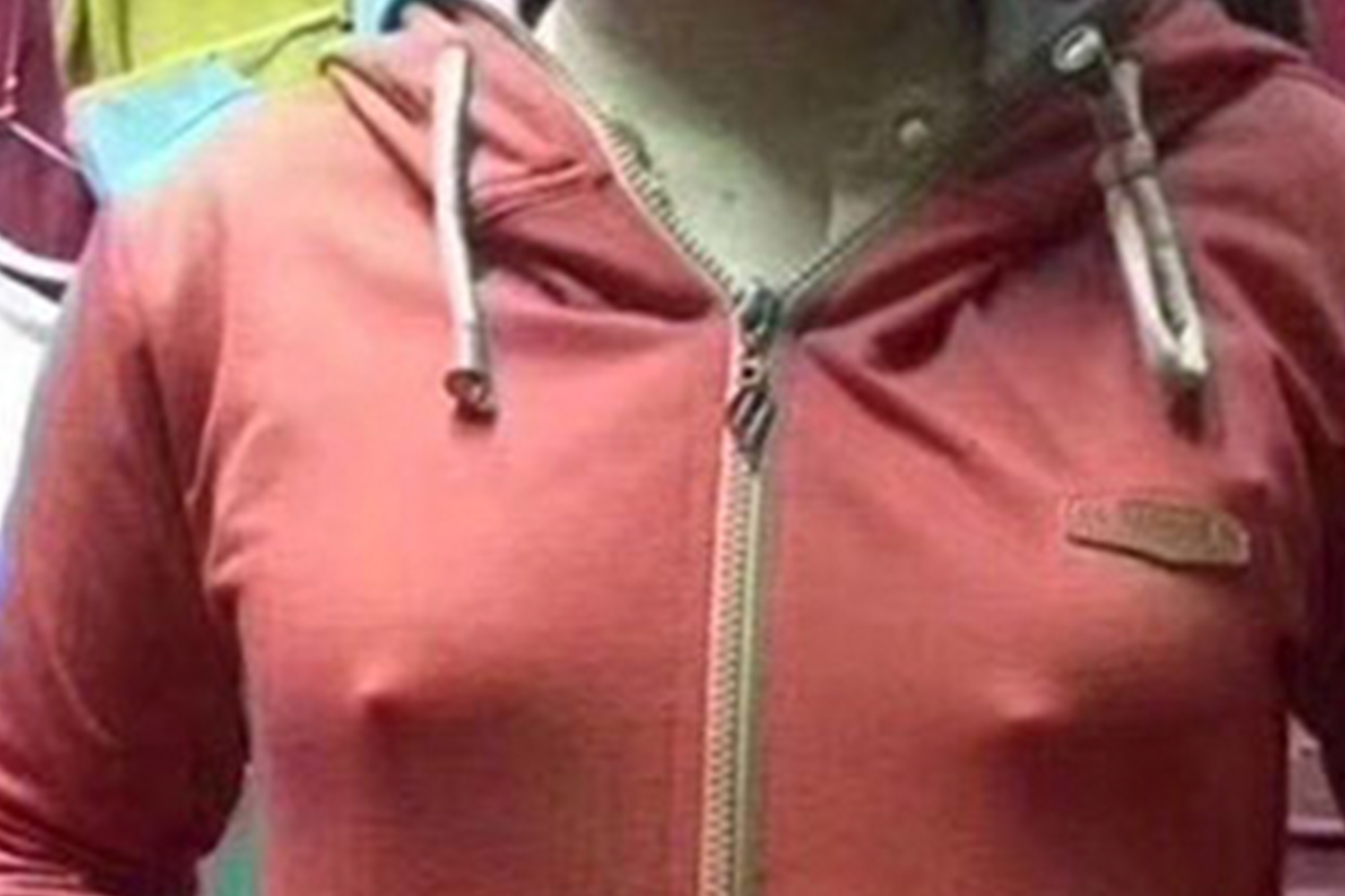 Nipple Poking Through Shirt holding penis