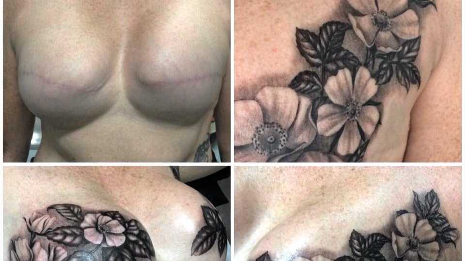 tattooed fake tits